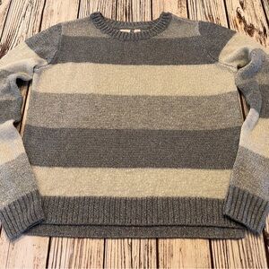 Vintage Gap Kids Striped Pullover Sweater Girl’s 14/16 Gray Tones Crew Neck